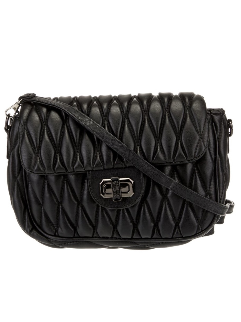 Badgley Mischka Quilted Black Leather Crossbody Bag EUC MSRP: $95.00